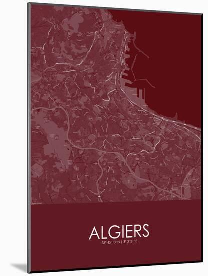 Algiers, Algeria Red Map-null-Mounted Poster