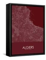 Algiers, Algeria Red Map-null-Framed Stretched Canvas