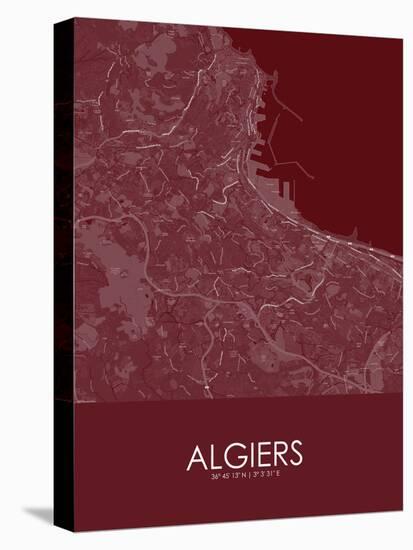 Algiers, Algeria Red Map-null-Stretched Canvas