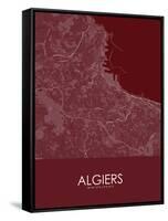 Algiers, Algeria Red Map-null-Framed Stretched Canvas