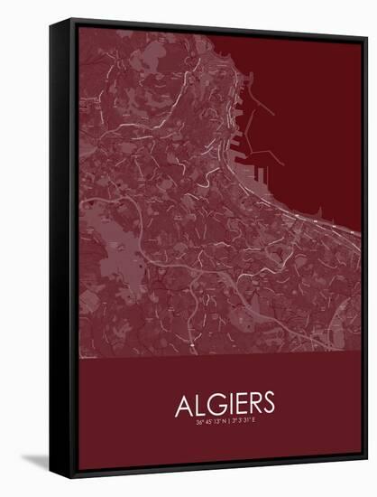 Algiers, Algeria Red Map-null-Framed Stretched Canvas