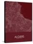 Algiers, Algeria Red Map-null-Stretched Canvas