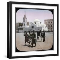 Algiers (Algeria), the Mosque Djemaa Djedid and the Statue of Duke of Orlêans, Algiers (Algeria)-Leon, Levy et Fils-Framed Photographic Print