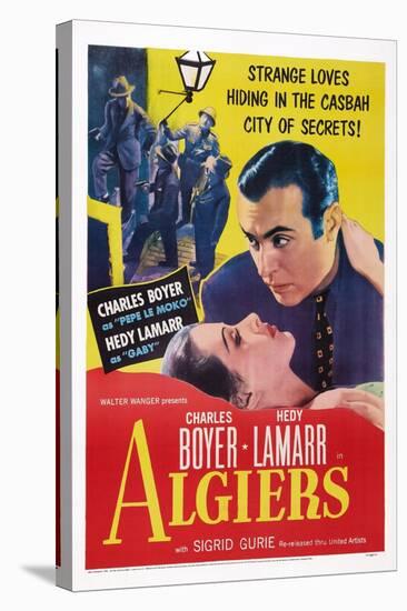 Algiers, from Left: Hedy Lamarr, Charles Boyer, 1938-null-Stretched Canvas