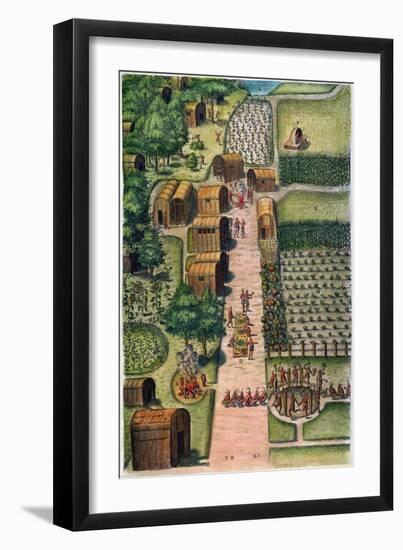 Algonquian Village, 1590-Theodor de Bry-Framed Giclee Print