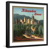 Alhambra Brand - Alhambra, California - Citrus Crate Label-Lantern Press-Framed Art Print