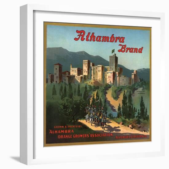 Alhambra Brand - Alhambra, California - Citrus Crate Label-Lantern Press-Framed Art Print