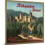 Alhambra Brand - Alhambra, California - Citrus Crate Label-Lantern Press-Mounted Art Print