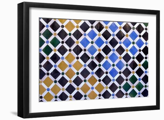 Alhambra, Comares Palace, Court of the Myrtles, Tiles, 9-14th Century, Granada, Spain-null-Framed Art Print