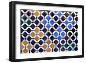 Alhambra, Comares Palace, Court of the Myrtles, Tiles, 9-14th Century, Granada, Spain-null-Framed Art Print