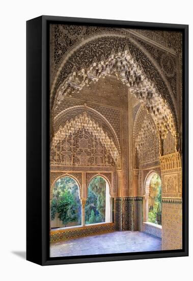 Alhambra, Nazari Palace, Palace of the Lions,Hall of Aljimences, 9-14th C, Granada, Spain-null-Framed Stretched Canvas