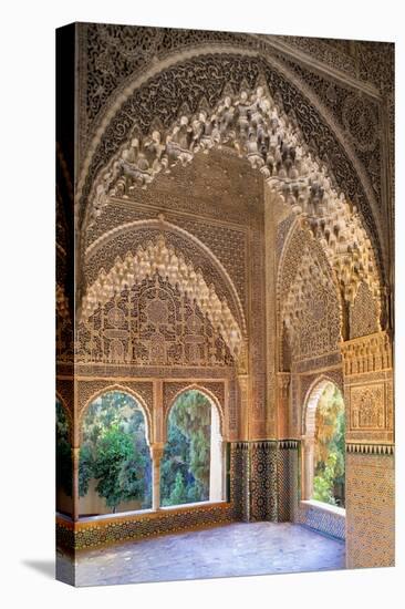 Alhambra, Nazari Palace, Palace of the Lions,Hall of Aljimences, 9-14th C, Granada, Spain-null-Stretched Canvas