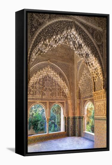 Alhambra, Nazari Palace, Palace of the Lions,Hall of Aljimences, 9-14th C, Granada, Spain-null-Framed Stretched Canvas
