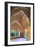 Alhambra, Nazari Palace, Palace of the Lions,Hall of Aljimences, 9-14th C, Granada, Spain-null-Framed Photo