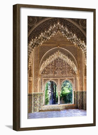 Alhambra, Nazari Palace, Palace of the Lions,Hall of Aljimences, 9-14th Century, Granada, Spain-null-Framed Photo