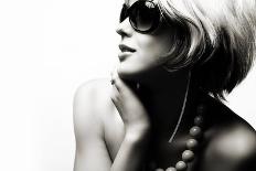 Fashion Woman Portrait Wearing Sunglasses On White Background-alial-Photographic Print