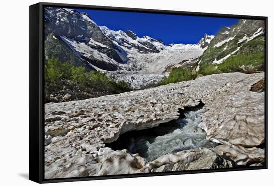 Alibek Glacier in Alibek Valley Near Dombay, Teberdinsky Biosphere Reserve, Caucasus, Russia-Schandy-Framed Stretched Canvas