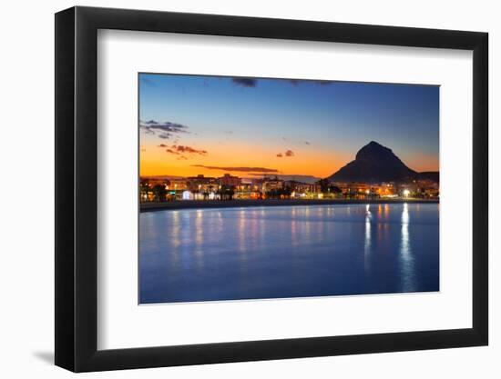 Alicante Javea Sunset Beach Cityscape Night View-holbox-Framed Photographic Print