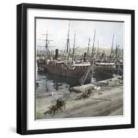 Alicante (Spain), Boats Anchored in the Port, Circa 1885-1890-Leon, Levy et Fils-Framed Photographic Print