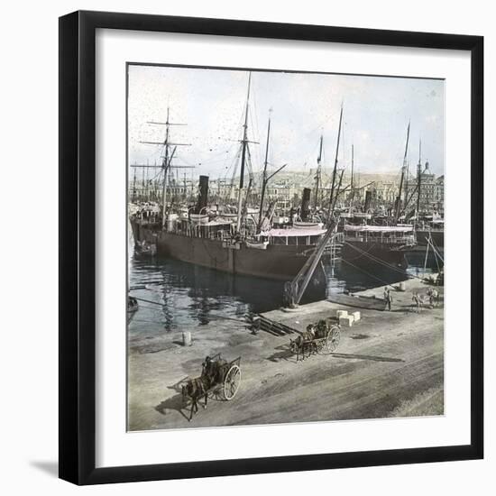 Alicante (Spain), Boats Anchored in the Port, Circa 1885-1890-Leon, Levy et Fils-Framed Photographic Print