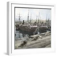 Alicante (Spain), Boats Anchored in the Port, Circa 1885-1890-Leon, Levy et Fils-Framed Photographic Print