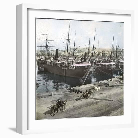 Alicante (Spain), Boats Anchored in the Port, Circa 1885-1890-Leon, Levy et Fils-Framed Photographic Print