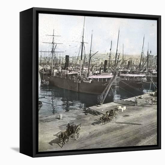 Alicante (Spain), Boats Anchored in the Port, Circa 1885-1890-Leon, Levy et Fils-Framed Stretched Canvas