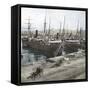 Alicante (Spain), Boats Anchored in the Port, Circa 1885-1890-Leon, Levy et Fils-Framed Stretched Canvas