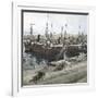 Alicante (Spain), Boats Anchored in the Port, Circa 1885-1890-Leon, Levy et Fils-Framed Photographic Print