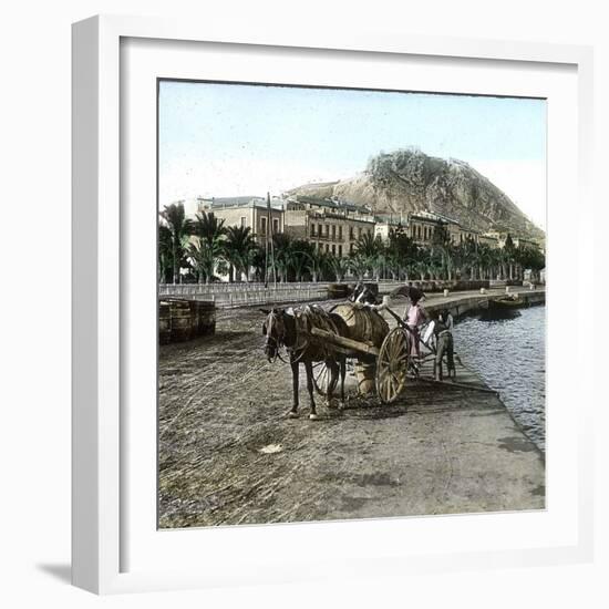 Alicante (Spain), Cistern on the Seaside and View of the Hill of Fort Santa Barbara-Leon, Levy et Fils-Framed Photographic Print