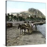 Alicante (Spain), Cistern on the Seaside and View of the Hill of Fort Santa Barbara-Leon, Levy et Fils-Stretched Canvas