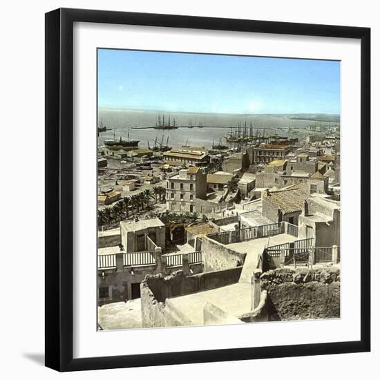 Alicante (Spain), Overview of the City and of the Port, Circa 1885-1890-Leon, Levy et Fils-Framed Photographic Print