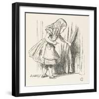 Alice Alice Draws Back the Curtain to Reveal a Little Door-John Tenniel-Framed Photographic Print