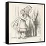 Alice Alice Draws Back the Curtain to Reveal a Little Door-John Tenniel-Framed Stretched Canvas