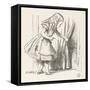 Alice Alice Draws Back the Curtain to Reveal a Little Door-John Tenniel-Framed Stretched Canvas