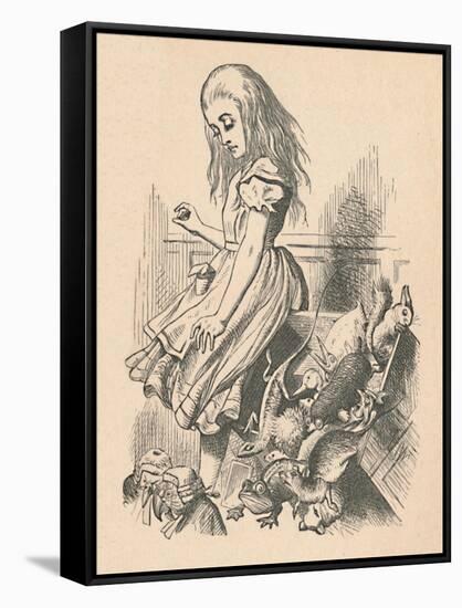 'Alice and animals. Chaos and the court', 1889-John Tenniel-Framed Stretched Canvas