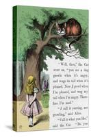 Alice and the Cat, Illustration by Sir John Tenniel for the First Edition of Alice in Wonderland By-John Tenniel-Stretched Canvas