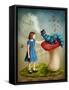 Alice and the Caterpillar Smoking His Hookah-egal-Framed Stretched Canvas