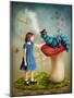 Alice and the Caterpillar Smoking His Hookah-egal-Mounted Photographic Print