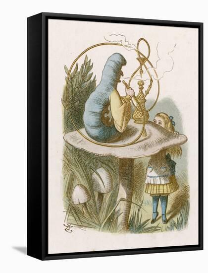 Alice and the Caterpillar-John Tenniel-Framed Stretched Canvas