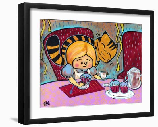 Alice and The Cheshire At Tea-Natasha Wescoat-Framed Giclee Print