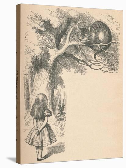 'Alice and the Cheshire Cat', 1889-John Tenniel-Stretched Canvas