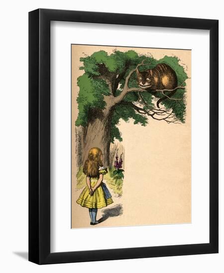 'Alice and the Cheshire Cat', 1889-John Tenniel-Framed Giclee Print