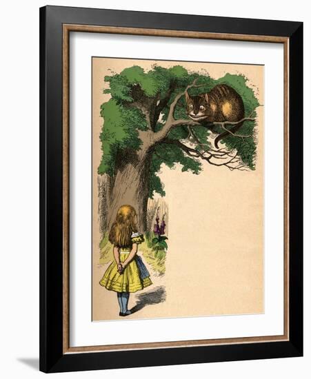 'Alice and the Cheshire Cat', 1889-John Tenniel-Framed Giclee Print