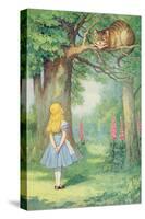 Alice and the Cheshire Cat, Illustration from Alice in Wonderland by Lewis Carroll-John Tenniel-Stretched Canvas