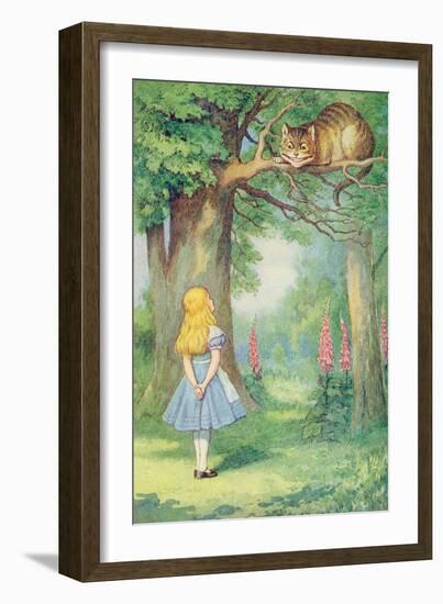 Alice and the Cheshire Cat, Illustration from Alice in Wonderland by Lewis Carroll-John Tenniel-Framed Giclee Print