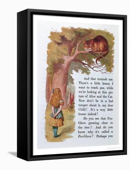 Alice and the Cheshire Cat, Illustration from "Alice in Wonderland," Published in London, 1889-Emily Gertrude Thomson-Framed Stretched Canvas