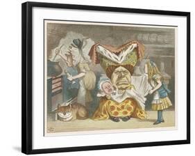 Alice and the Duchess in the Kitchen with the Duchess Who is Holding a Baby-John Tenniel-Framed Art Print