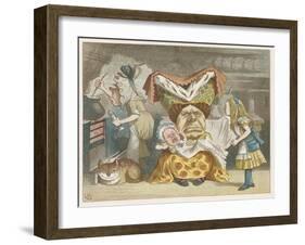 Alice and the Duchess in the Kitchen with the Duchess Who is Holding a Baby-John Tenniel-Framed Art Print