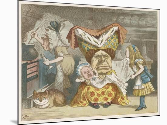 Alice and the Duchess in the Kitchen with the Duchess Who is Holding a Baby-John Tenniel-Mounted Art Print